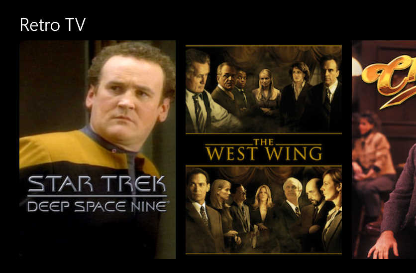 Screenshot from Netflix app for Windows 10 showing the Retro TV category.
