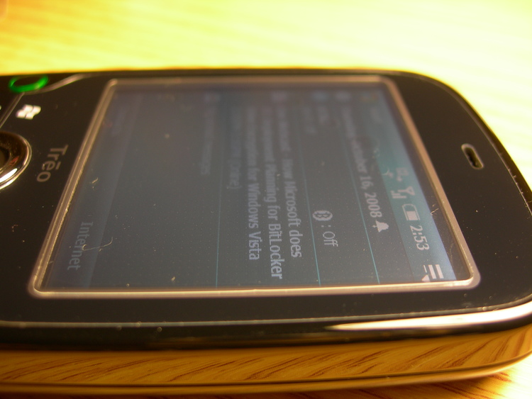 Treo Pro Screen Protector: Right side edge view